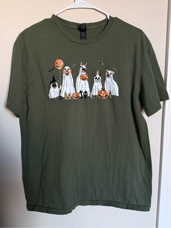 Etsy Tops - Custom Olive Green Ghost Dog Tee